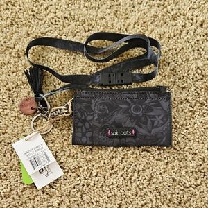 Sakroots Black Floral Wallet with Strap